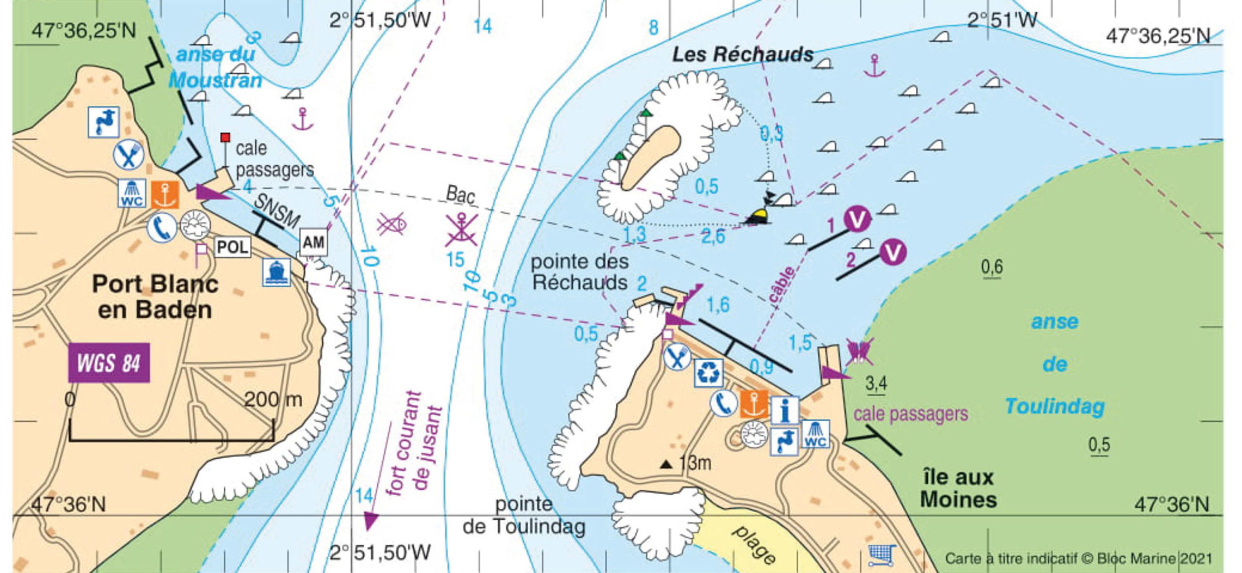 carte marine port d'Arradon - Golfe du Morbihan - Compagnie des ports du Morbihan